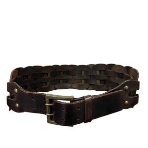 Antoniazzi Brown Leather Thick Woven Belt Statement Weave Womens Size Medium